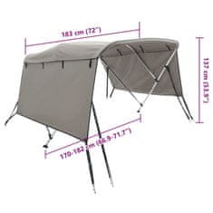 Vidaxl Bimini stříška se 3 oblouky a bočnicemi 183x(170–182)x137 cm