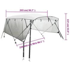 Vidaxl Bimini stříška se 4 oblouky a bočnicemi 243x(230–244)x137 cm