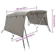 Vidaxl Bimini stříška se 3 oblouky a bočnicemi 183x(154–167)x137 cm