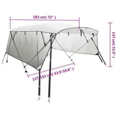 Vidaxl Bimini stříška se 3 oblouky a bočnicemi 183x(137–152)x137 cm