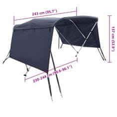 Vidaxl Bimini stříška se 4 oblouky a bočnicemi 243x(230–244)x137 cm