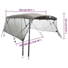 Vidaxl Bimini stříška se 4 oblouky a bočnicemi 243x(185–198)x137 cm