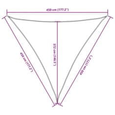 Vidaxl Stínící plachta oxfordská látka trojúhelník 4,5x4,5x4,5 m hnědá