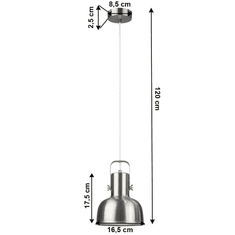 KONDELA Visící lampa v retro stylu, kov, matný nikl, AVIER TYP 3