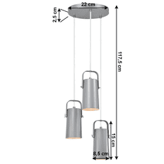 KONDELA Visící lampa, šedá / kov, DEVAN