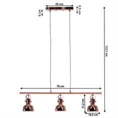 KONDELA Visící lampa v retro stylu, kov, rose gold, AVIER TYP 4