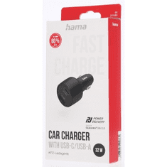 Hama rychlá USB nabíječka do vozidla USB-C PD/QC, USB-A, 32 W