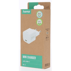 Hama Eco rychlá USB nabíječka, USB-C PD/QC 25 W, bílá