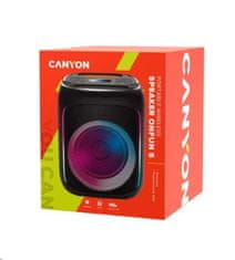 Canyon přenosný párty reproduktor OnFun 5, 40W, RGB, BT5, USB-A, microSD, AUX, 6,3mm jack, režim TWS, černý