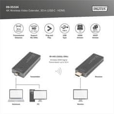 Digitus DS-55324 4K Wireless Video Extender Set, 30 m (USB-C - HDMI)