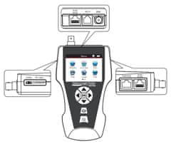 XtendLan Tester kabelů s LCD, Cat5, Cat6, Cat7, UTP/STP, BNC test PoE, Ping, hledačka/sonda