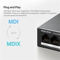 Mercusys MS106LP - 6portový stolní switch 10/100 Mb/s se 4 porty PoE+