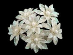 Vánoční květ na drátku s glitry - krémová světlá (72 ks)