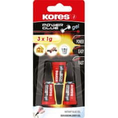 Kores Vteřinové lepidlo Power Glue - Gel, 3 x 1 g - blister