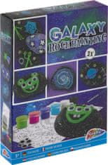 Grafix Kreativní set malování kamínků galaxy 3 kameny + 5 barev + nalepovací oči a hvězdičky