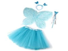 Karnevalový kostým - víla, péřová křídla - modrá andělská