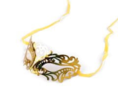 Karnevalová maska - škraboška metalická - zlatá