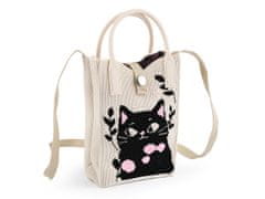 Dívčí textilní kabelka / taška kočka 12x18 cm - režná