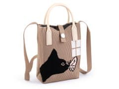 Dívčí textilní kabelka / taška kočka 12x18 cm - béžová