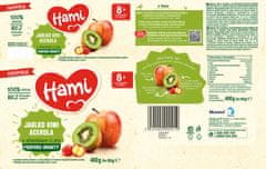 Hami Příkrm ovocný 100% ovoce jablko kiwi acerola 400g, 8+