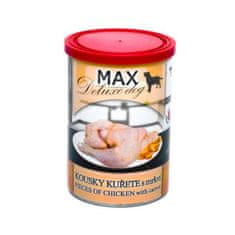 MAX Deluxe Dog kousky kuřete s mrkví, konzerva 400 g