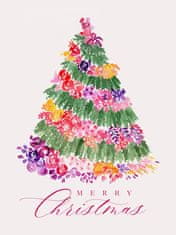 Pelcasa Floral Christmas Tree In Pink - 21x30 cm 