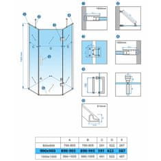 BPS-koupelny Pětiúhelníkový sprchový kout HYD-PK10 90x90 černá/transparent