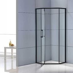 BPS-koupelny Pětiúhelníkový sprchový kout HYD-PK4026A 80x80 cm černá/transparent + vanička HYD-PSV-ST07A černá