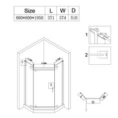 BPS-koupelny Pětiúhelníkový sprchový kout HYD-PK91B 80x80 zlatá/transparent