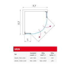 BPS-koupelny Čtvrtkruhový sprchový kout GR2N ROT-2557801701