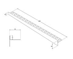 BPS-koupelny Spádová lišta Neo 150L CR Chrom (délka 150 cm, výška 11-30 mm / levá)