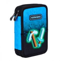 Astra Dvoupatrový penál s náplní AstraBAG BLUE PIXEL, AC21, 503024054