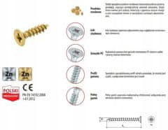 Wkret-Met Tvrzené šrouby do dřeva 4,5x16mm 40ks PZ2 zlaté