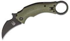 Fox Knives FX-591 OD BLACK BIRD -BASTINELLI KARAMBIT BLACK BLADE G10 GREEN HANDLE