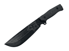 Fox Knives FX-611 NATIVE BUSHCRAFT FIXED KNIFE STAINLESS STEEL D2 BLACK STONEWASHED,MICARTA CANVAS