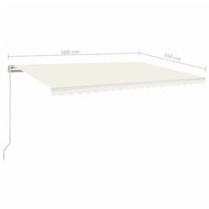 Vidaxl Ručně zatahovací markýza s LED světlem 500 x 350 cm krémová