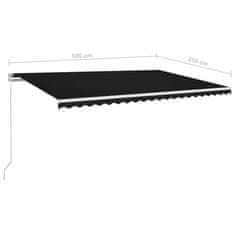 Vidaxl Ručně zatahovací markýza s LED světlem 500 x 350 cm antracitová