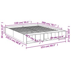 Vidaxl Rám postele šedý sonoma 150 x 200 cm kompozitní dřevo