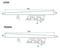 BPS-koupelny Spádová lišta REA 100cm LEVÁ, černá