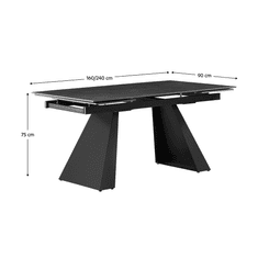 BPS-koupelny Jídelní rozkládací stůl, grafit/černá, 160-240x90 cm, SALAL