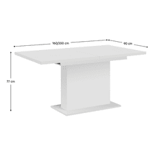 BPS-koupelny Jídelní stůl, bílá, 160-200x90 cm, BOBA