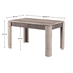 BPS-koupelny Jídelní rozkládací stůl, kaštan nairobi/onyx, 130-175x80 cm, JESI