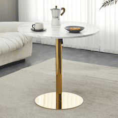 BPS-koupelny Jídelní stůl, světlý mramor/gold chrom - zlatý, průměr 80 cm, LAMONT