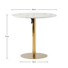 BPS-koupelny Jídelní stůl, světlý mramor/gold chrom - zlatý, průměr 80 cm, LAMONT
