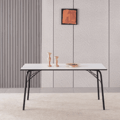 BPS-koupelny Jídelní stůl, bílá/černá, 160x80x75 cm, NALAK TYP 3