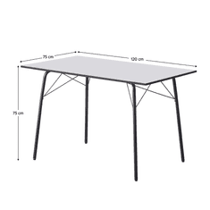 BPS-koupelny Jídelní stůl, bílá/černá, 120x75x75 cm, NALAK TYP 2