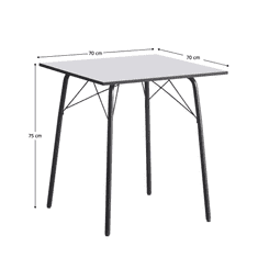 BPS-koupelny Jídelní stůl, bílá/černá, 70x70x75 cm, NALAK TYP 1