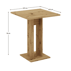 BPS-koupelny Jídelní stůl, dub artisan, 67,5x67,5 cm, EVERET