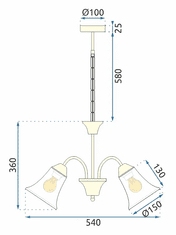 BPS-koupelny Vintage závěsná lampa APP960-5CP CHROM