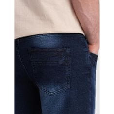 OMBRE Pánské krátké džínové šortky s jemným praním V3 OM-SRDS-0145 tmavě modré MDN125743 S